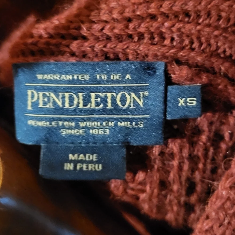 Pendleton Emery Burgundy Maroon V-Neck Chunky Pullover Sweater Size XS